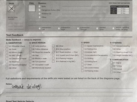 5级路考 满分通过 ICBC考官 高度评价——“GREAT DRIVING”