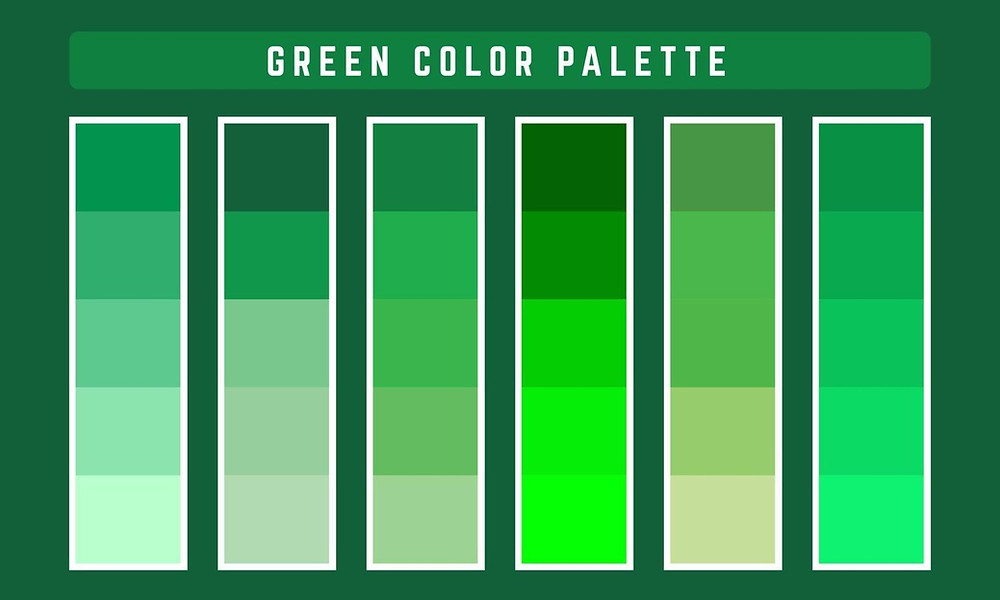 palette de cor verde com vários tons