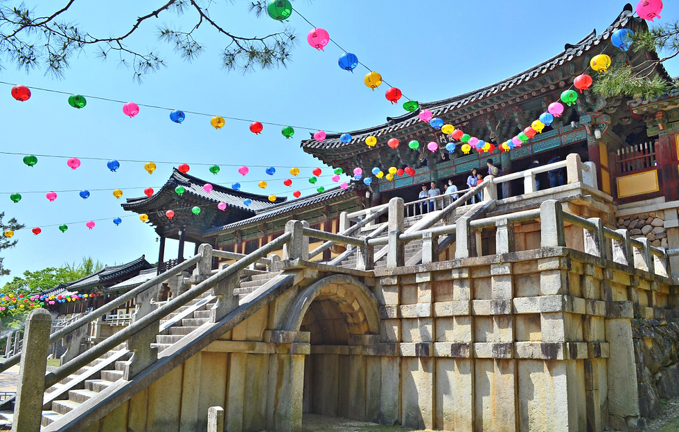 Bulguksa Temple with buddhist ceremony