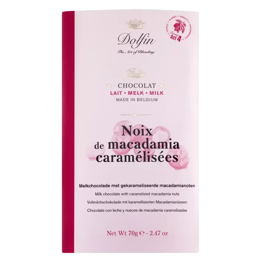 Vollmilchschokolade mit karamellisierten Macadamianüssen