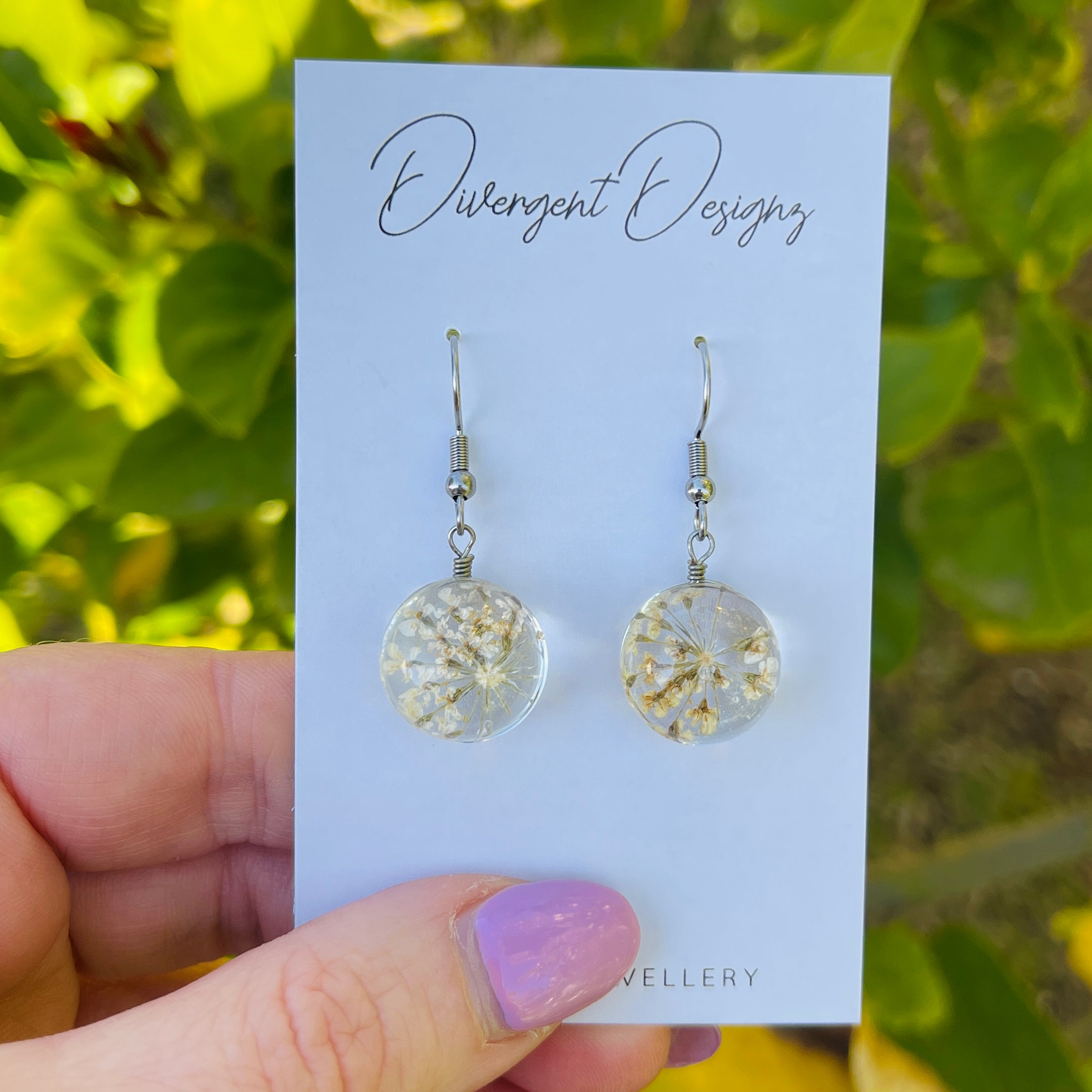 White Queen Victoria's Lace Resin Earrings