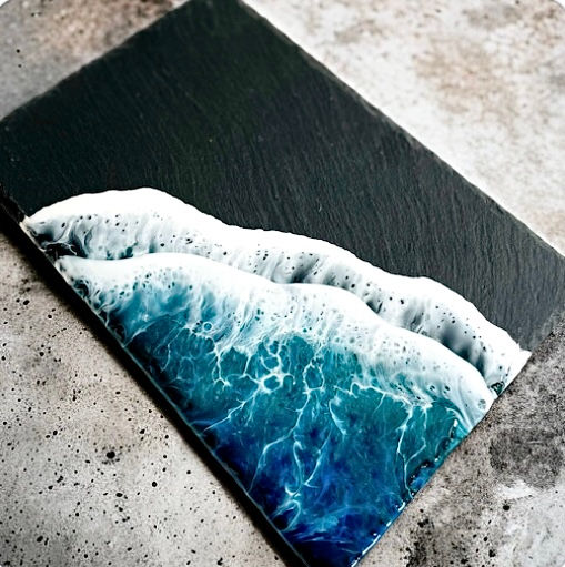 ocean resin art serving board slate board