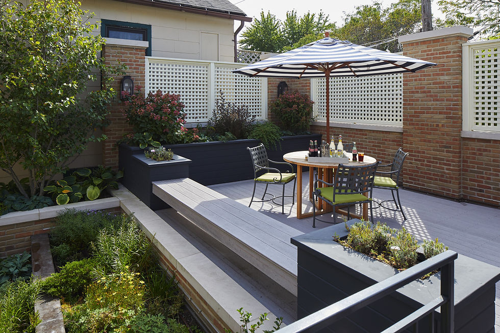 New garage roof deck and rear gardens / Photo: Nathan Kirkman