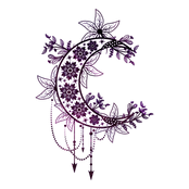 Violettes, glitzerndes florales Design, mystische Ästhetik