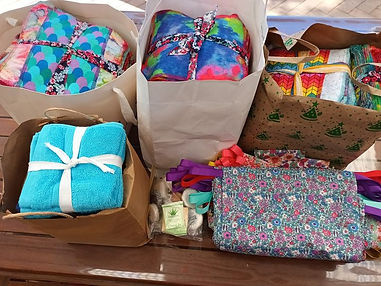 Some of the finished female hygiene packs donated to Days for Girls.