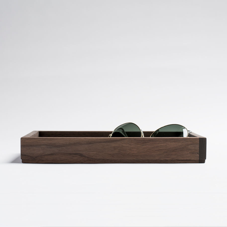 Wood valet tray with felt insert
