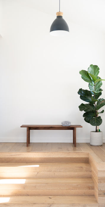 Walnut bench with Scandinavian detail