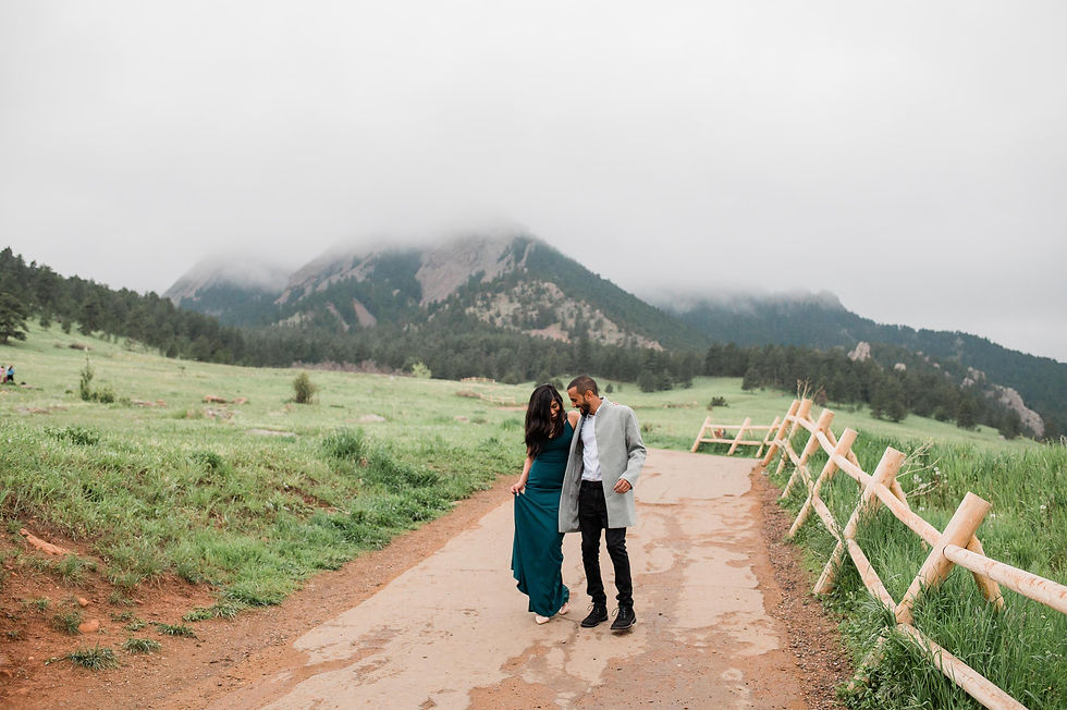 Foggy engagement session at Chautauqua Park in Boulder, CO