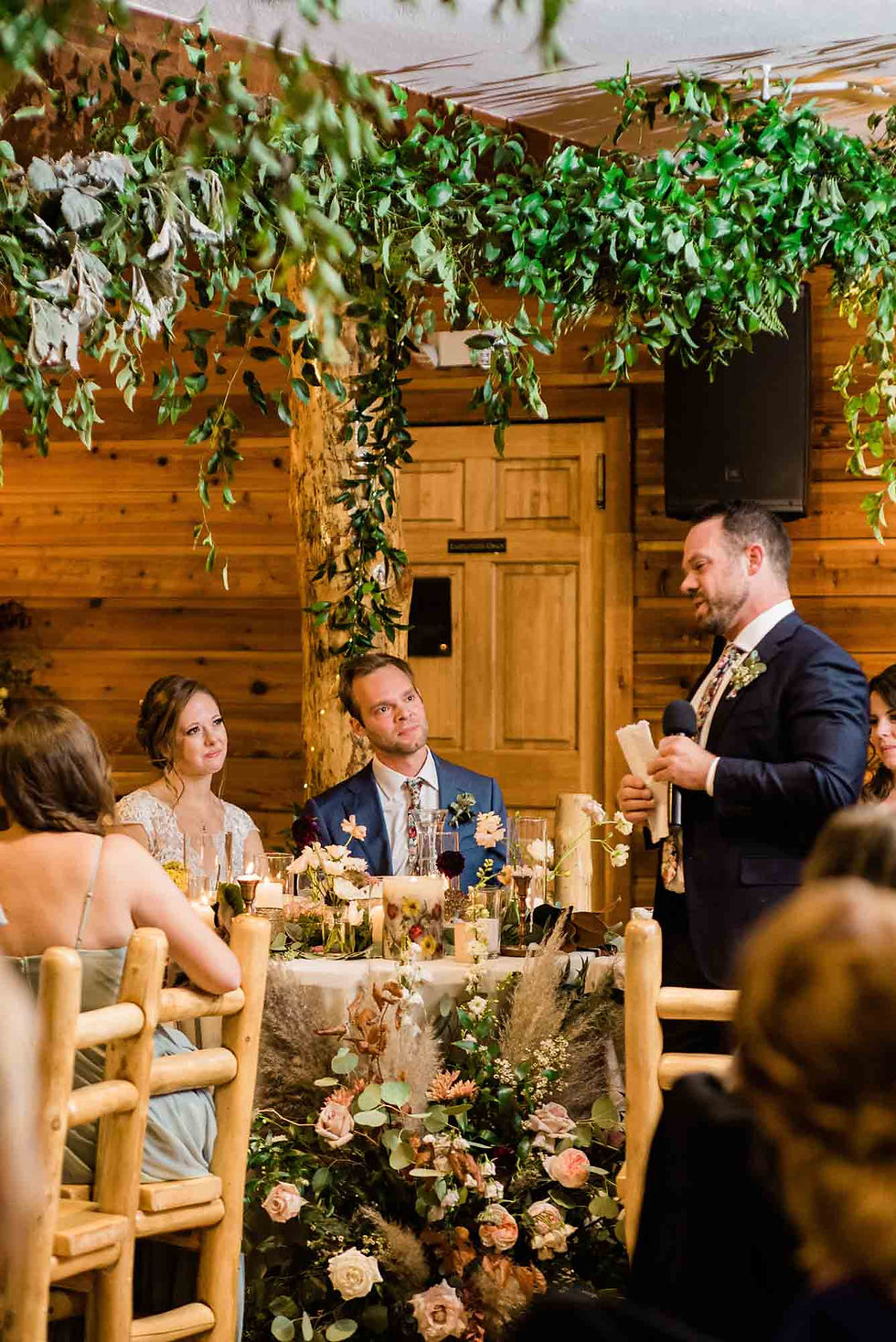 Best man speech during the wedding reception at the Wild Basin Lodge