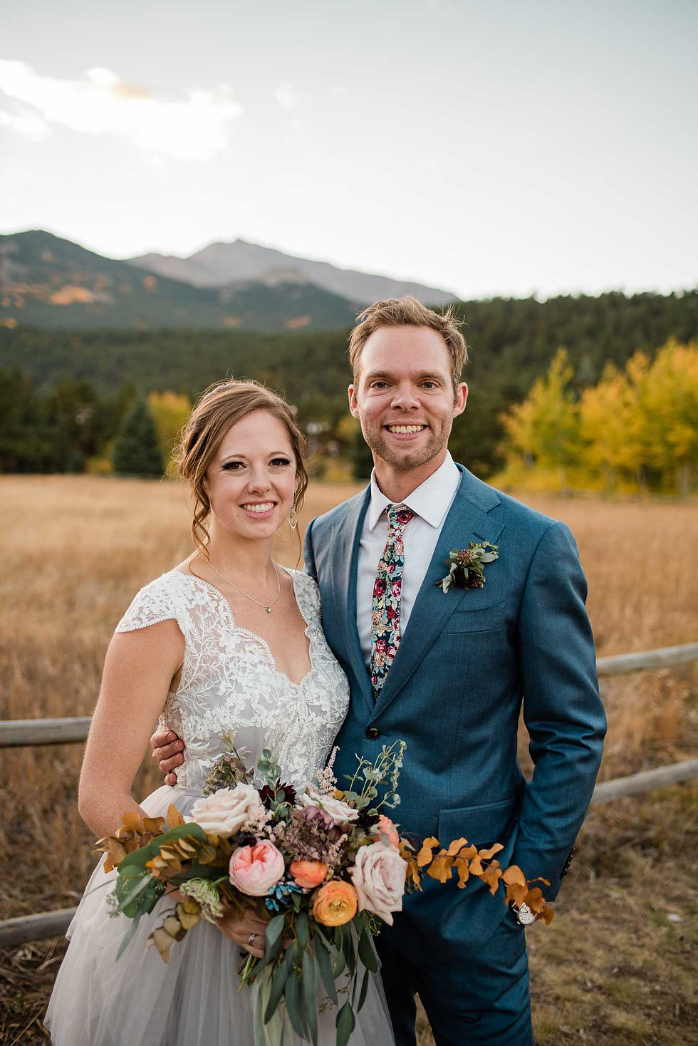 October wedding ceremony at Wild Basin Lodge in Allenspark, CO