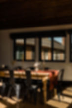 View of the rustic, high design reception area at the Ranchstead Inn in Allenspark, CO