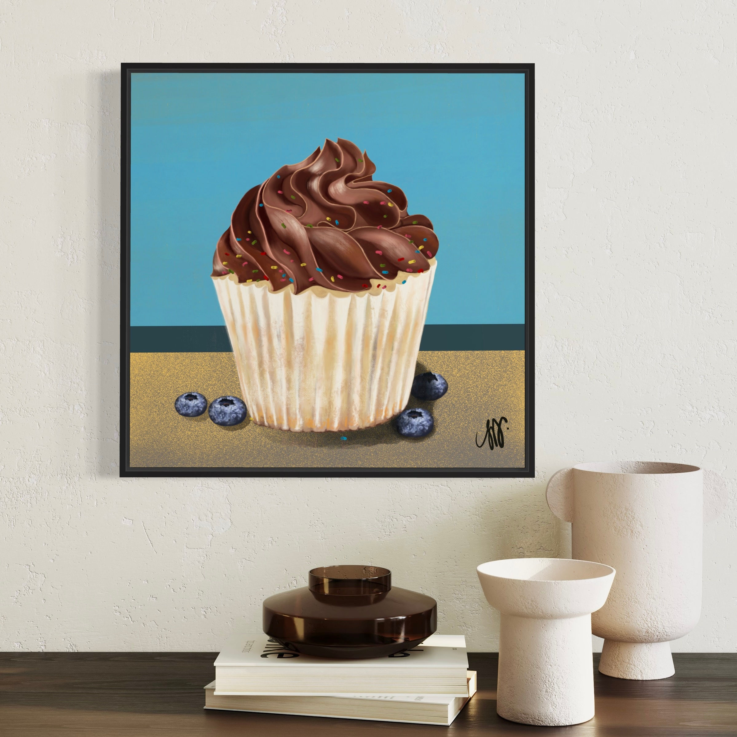 Cupcake - Impression sur toile - numérotée, signée et encadrée - 37x37cm