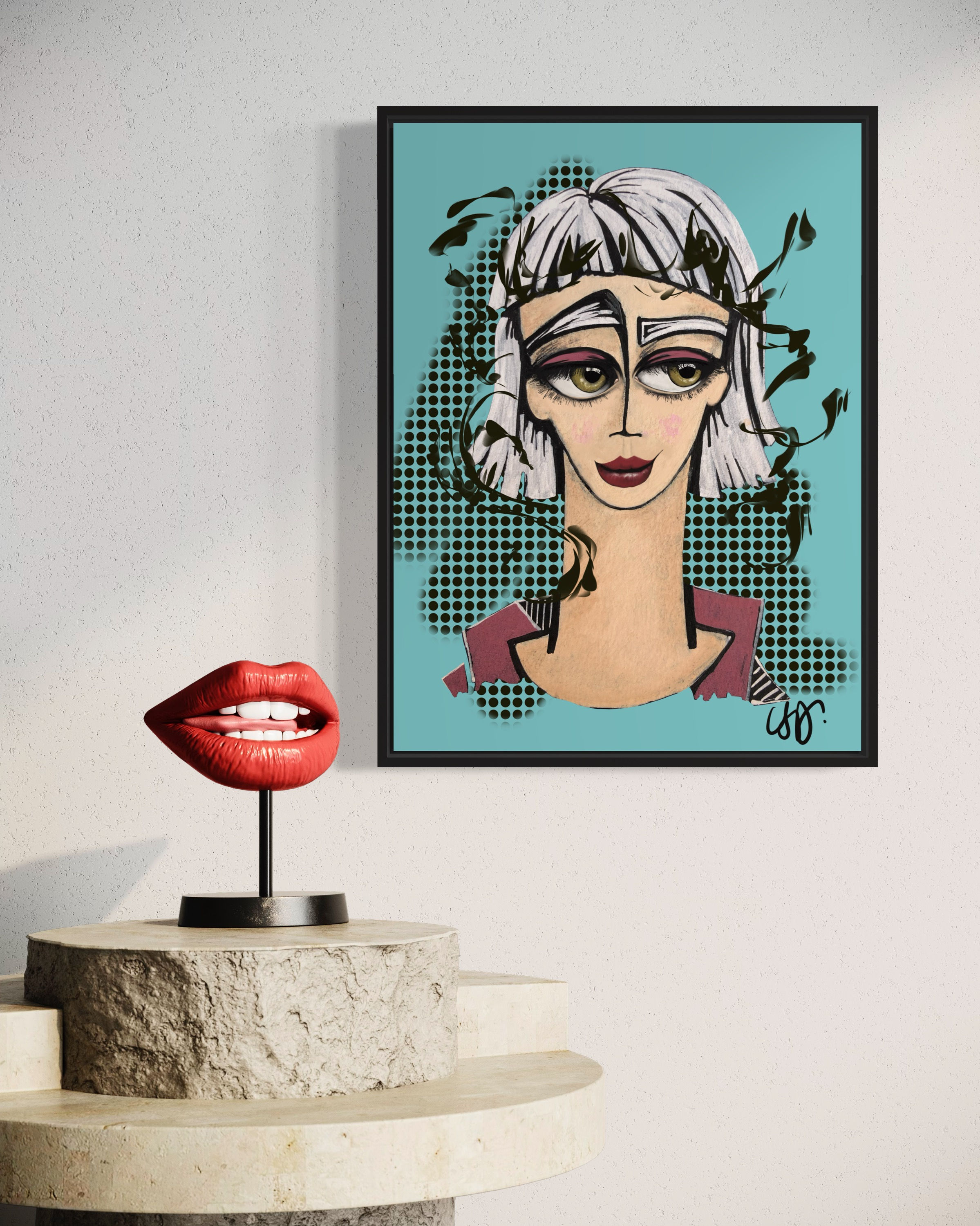 Sylvie - Impression sur toile - numérotée, signée et encadrée - 51x66cm