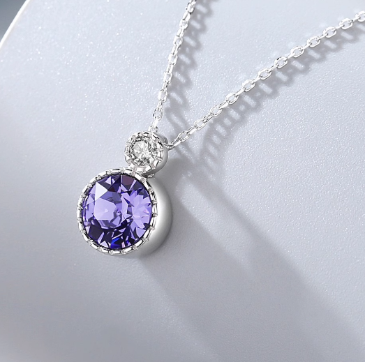 Miniatura: GD -Collana in argento sterling 925 e ciondolo di cristallo pendente