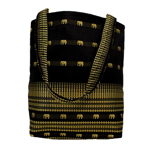 Black Gold Elephant Tote Bag
