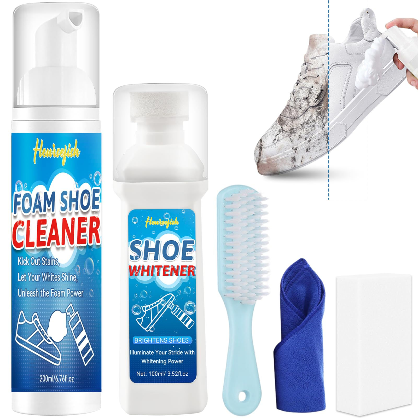 Shoe Cleaner Kit 6.76 Oz Sneaker Cleaner with Shoe Whitener White Shoe Cleaner R