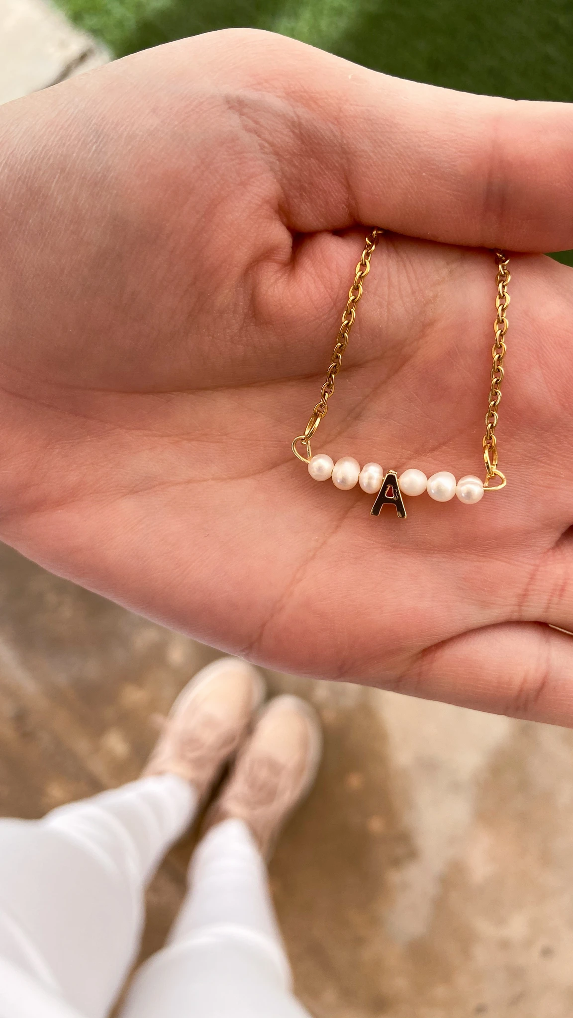 Collar inicial con Perlas mini