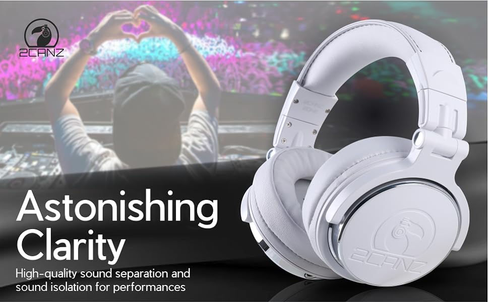 Thumbnail: 2CANZ 2ONE Pro Matte White Wired DJ Headset (3.5mm - 1/4")