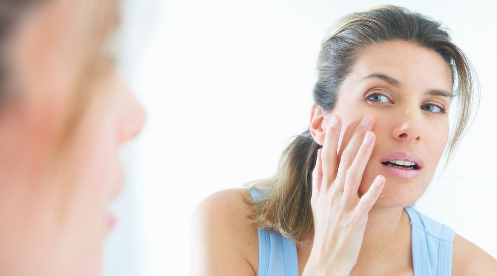 A girl checking her face