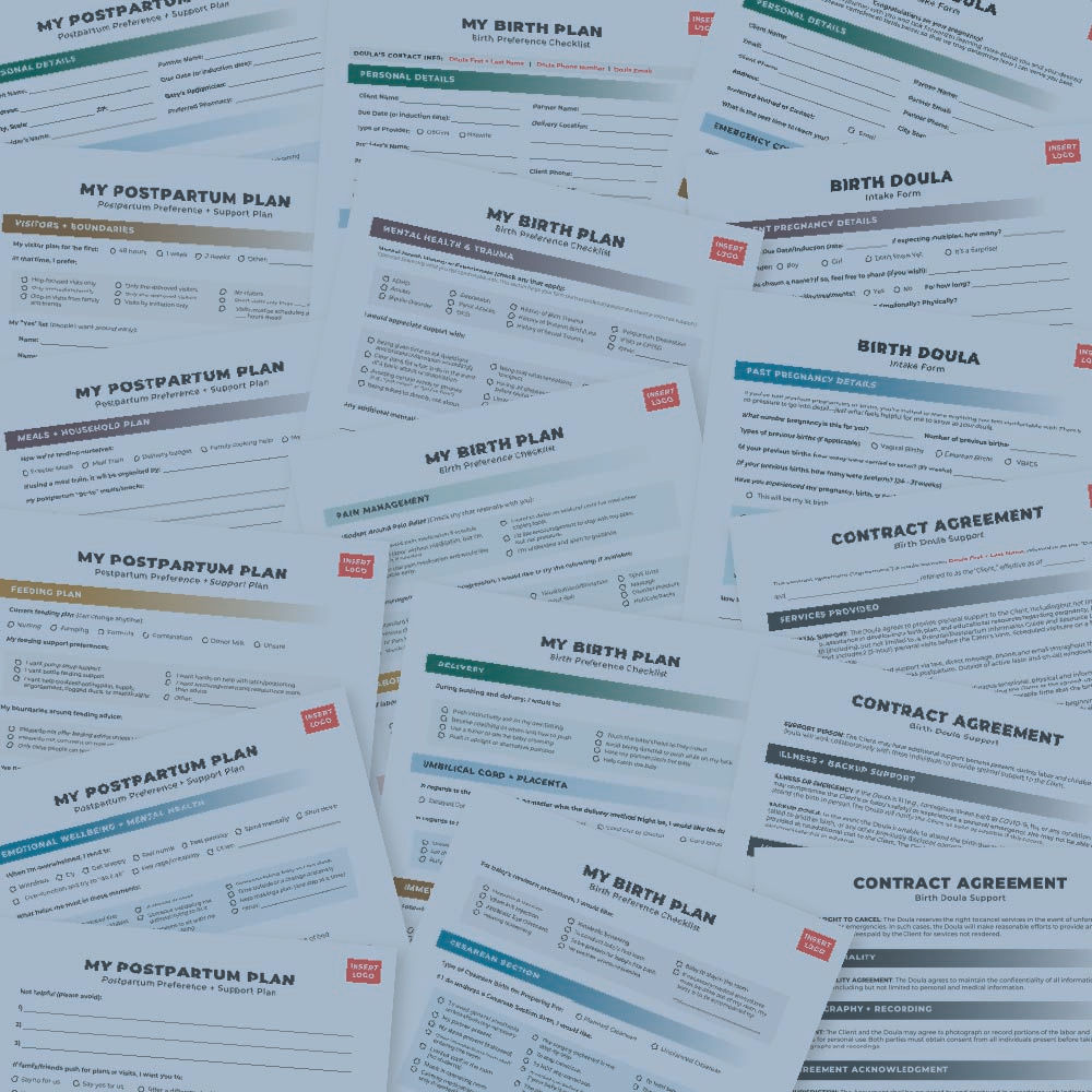 Birth Doula Templates Bundle (Canva Editable PDFs)
