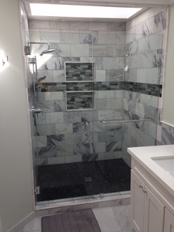 Marble Shower with Skylight