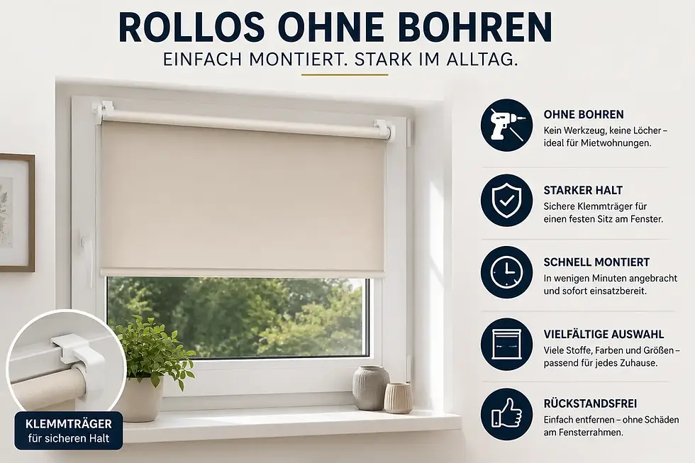 Rollos ohne Bohren – flexible Sonnenschutzlösung für jede Wohnung