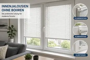 Innenjalousien ohne Bohren mit Klemmmontage und Klebeträgern für moderne Fenster in Berlin