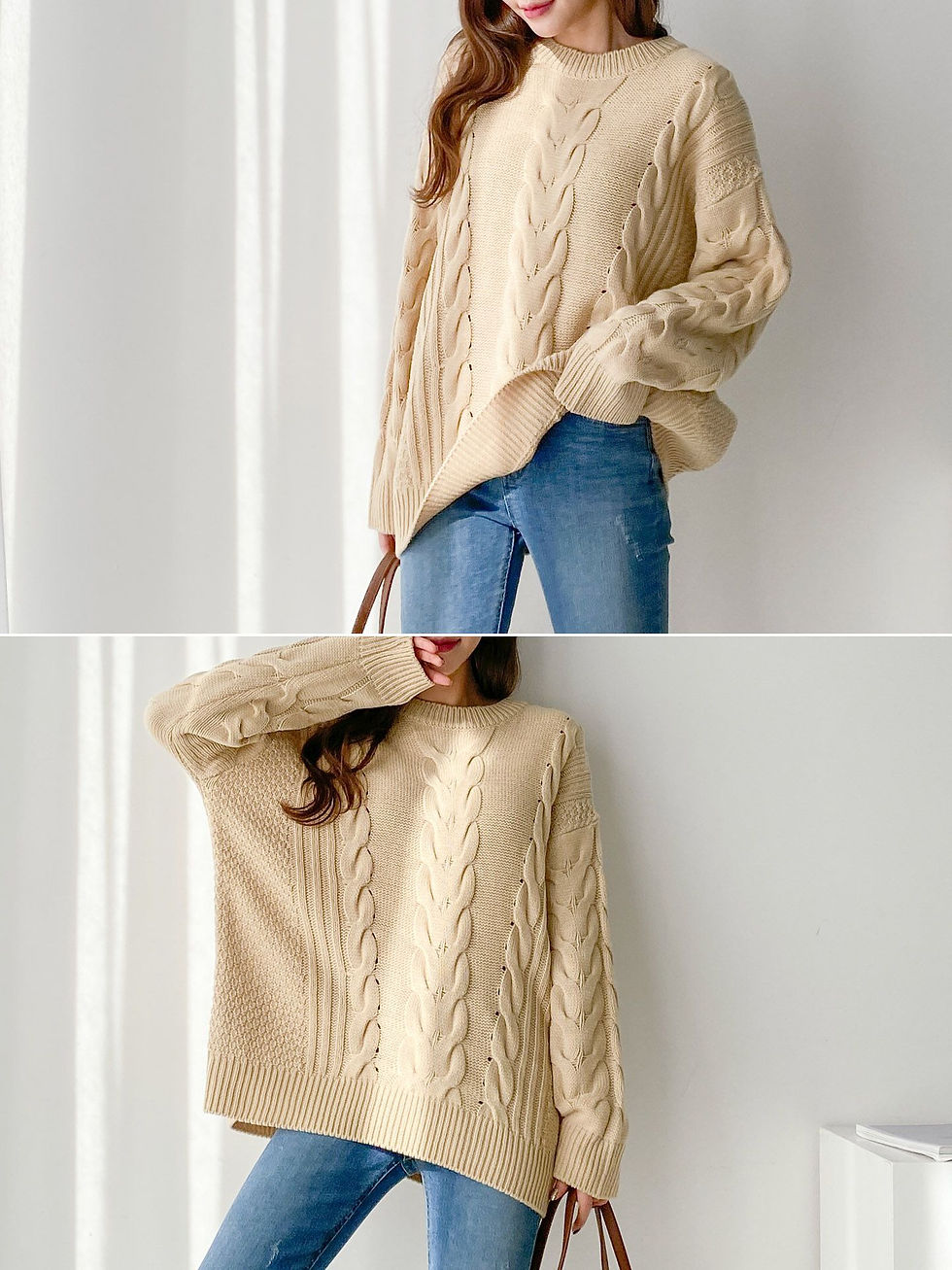 섬네일: [6color] 러블리 오버핏 꽈배기 니트