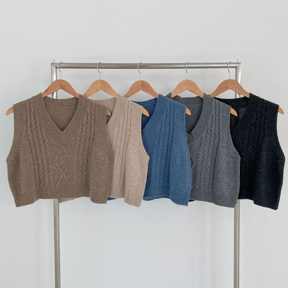 섬네일: [5color] 꽈배기 니트 조끼 크롭 베스트