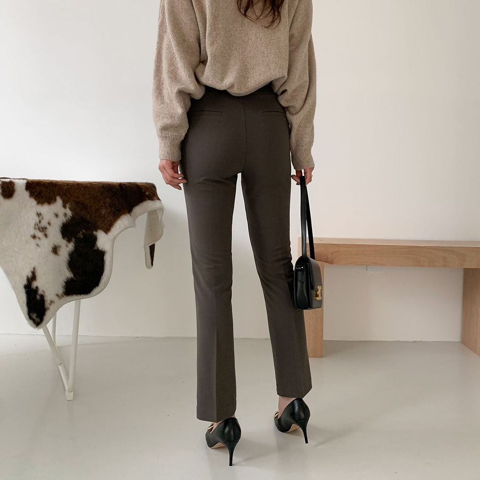 섬네일: [3color] 허리밴딩 슬림핏 일자핏 하이웨스트 슬랙스