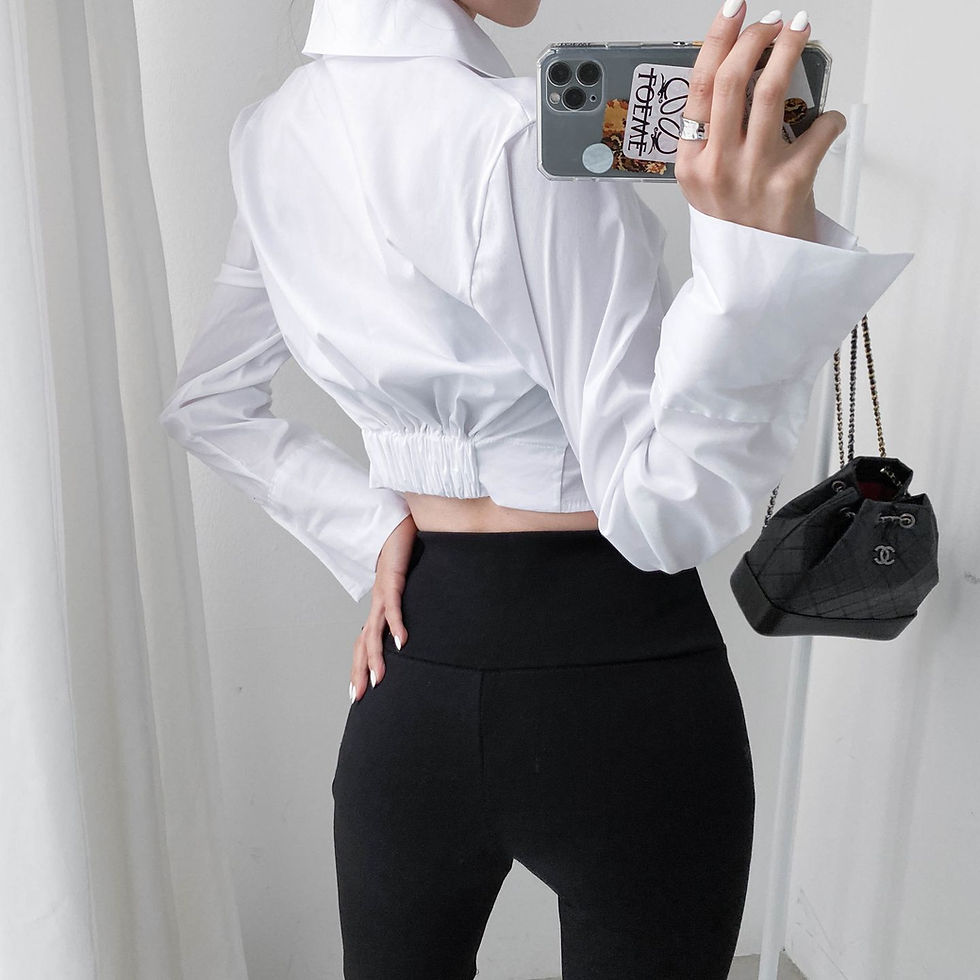 섬네일: [4color] 크롭 셔츠 뒷밴딩 긴팔 와이셔츠