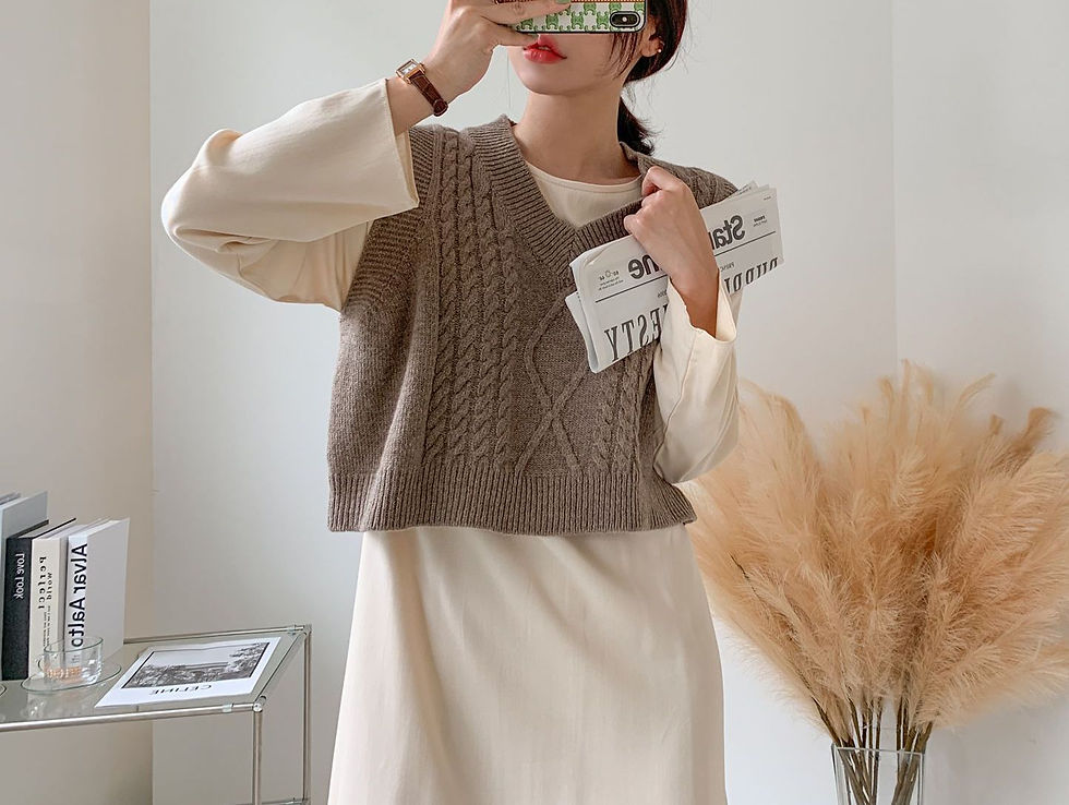 섬네일: [5color] 꽈배기 니트 조끼 크롭 베스트