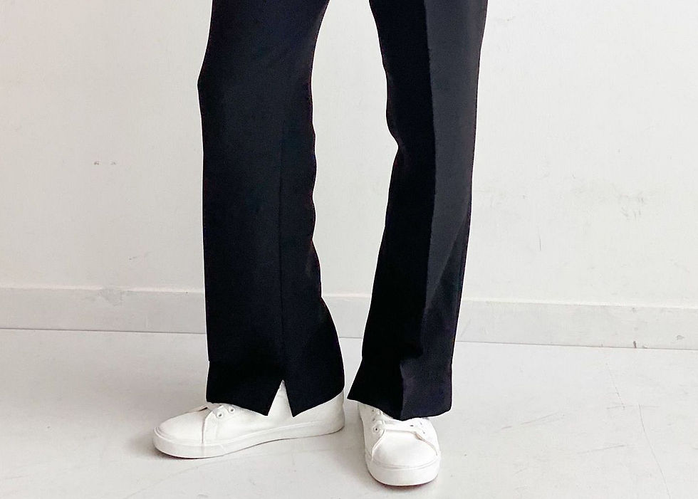 섬네일: [2color] 더블 트임 크롭 세미 와이드 슬랙스