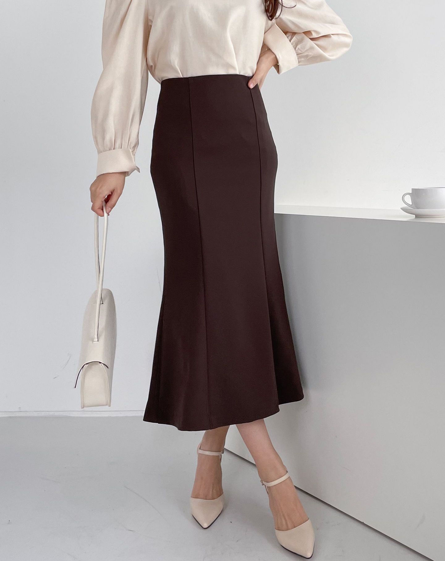 [4cokor] 살랑 머메이드 롱 스커트