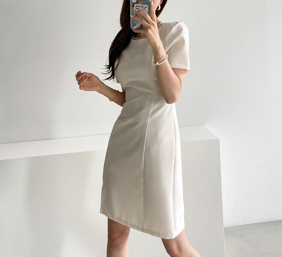 섬네일: [3color] 레이디 원피스 하객룩 트임 미니 원피스 라운드넥