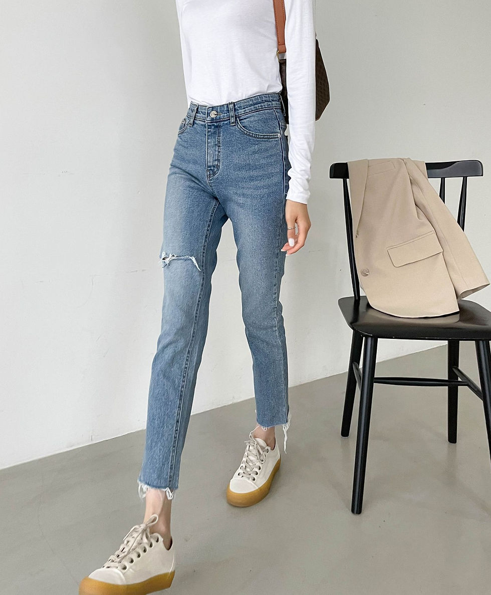 섬네일: 데일리 스판 일자핏 청바지 슬림핏 중청바지