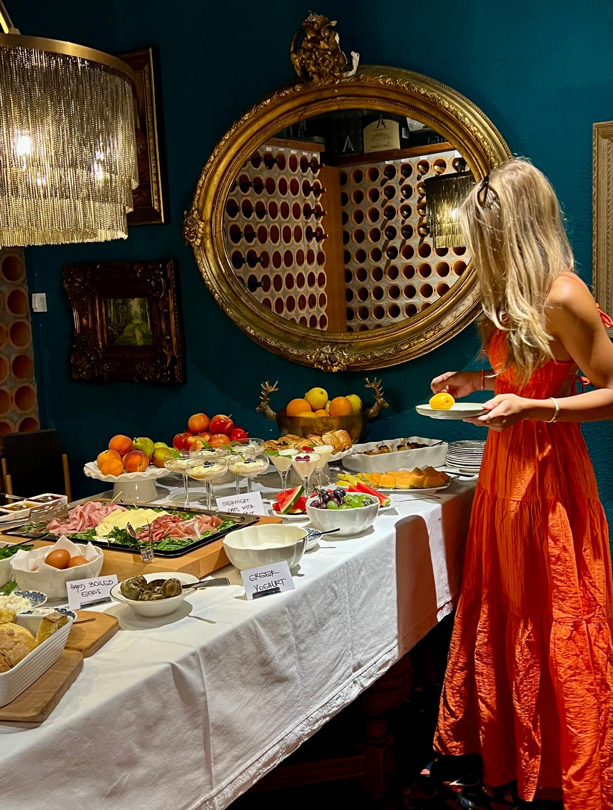 Breakfast buffet at Villa Adora beside Lake Bled