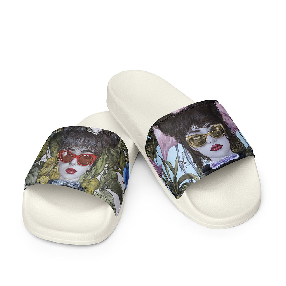 Thumbnail: Girl with Red Sunglasses and Pink Sunglasses Women's Slides