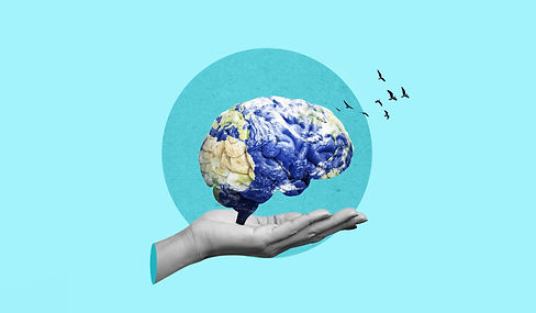 World brain day concept 3d illustration. World mental health day, Mental freedom concept b