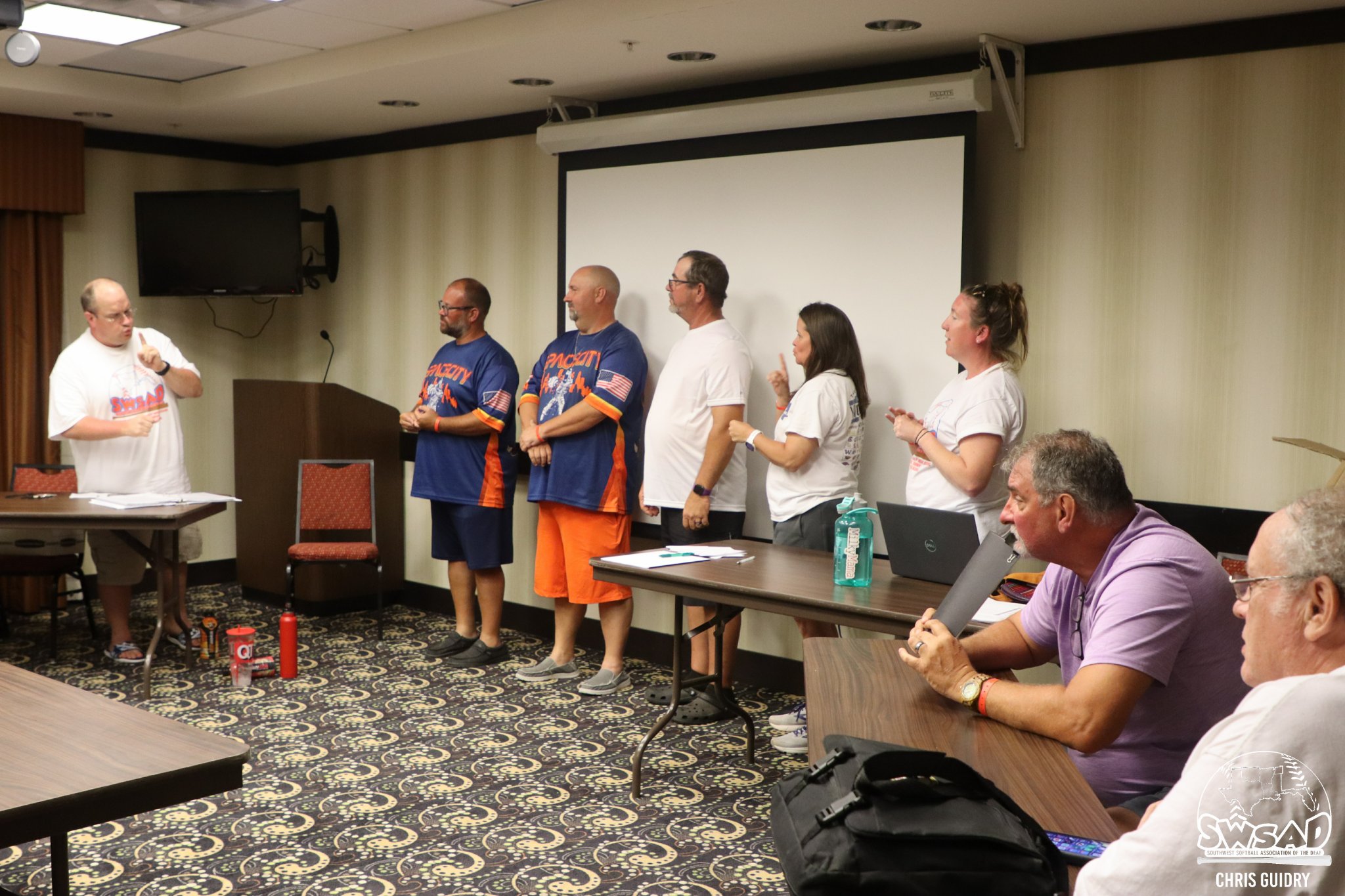 Officers and auditors being sworn in