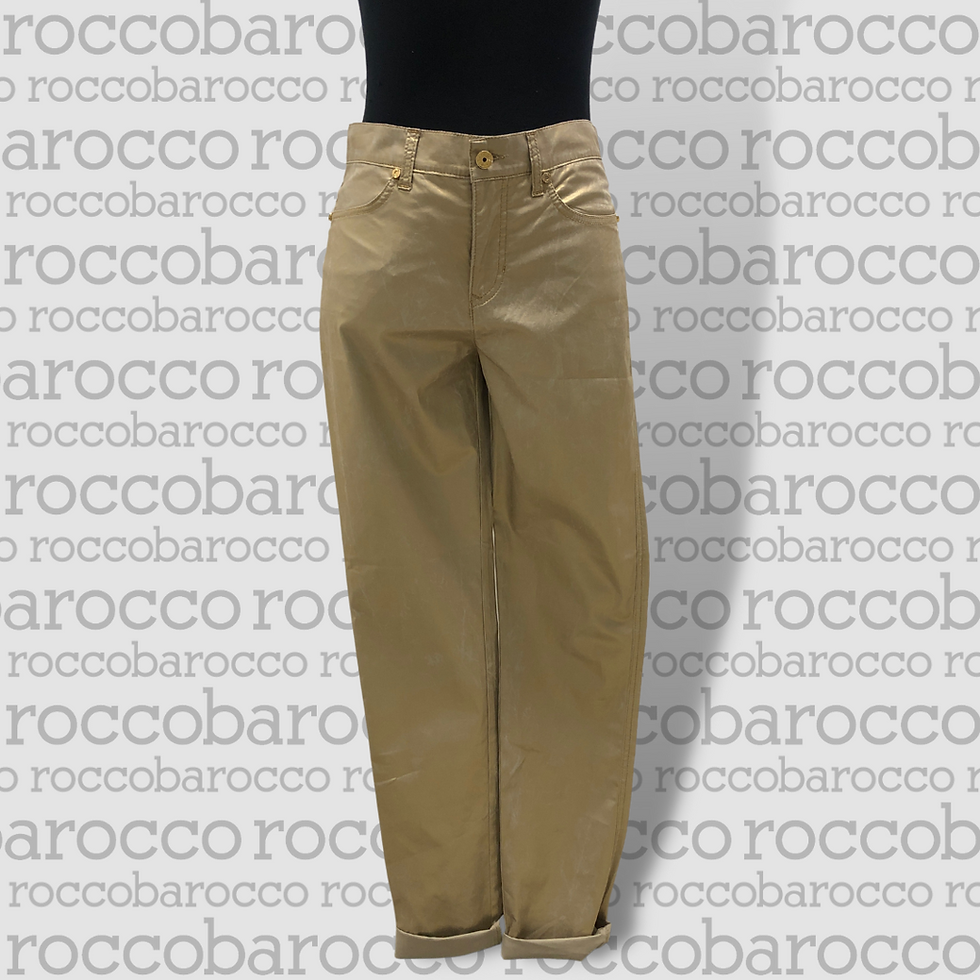 Thumbnail: Roccobarocco Gold Bedazzled Jeans - Size UK 12