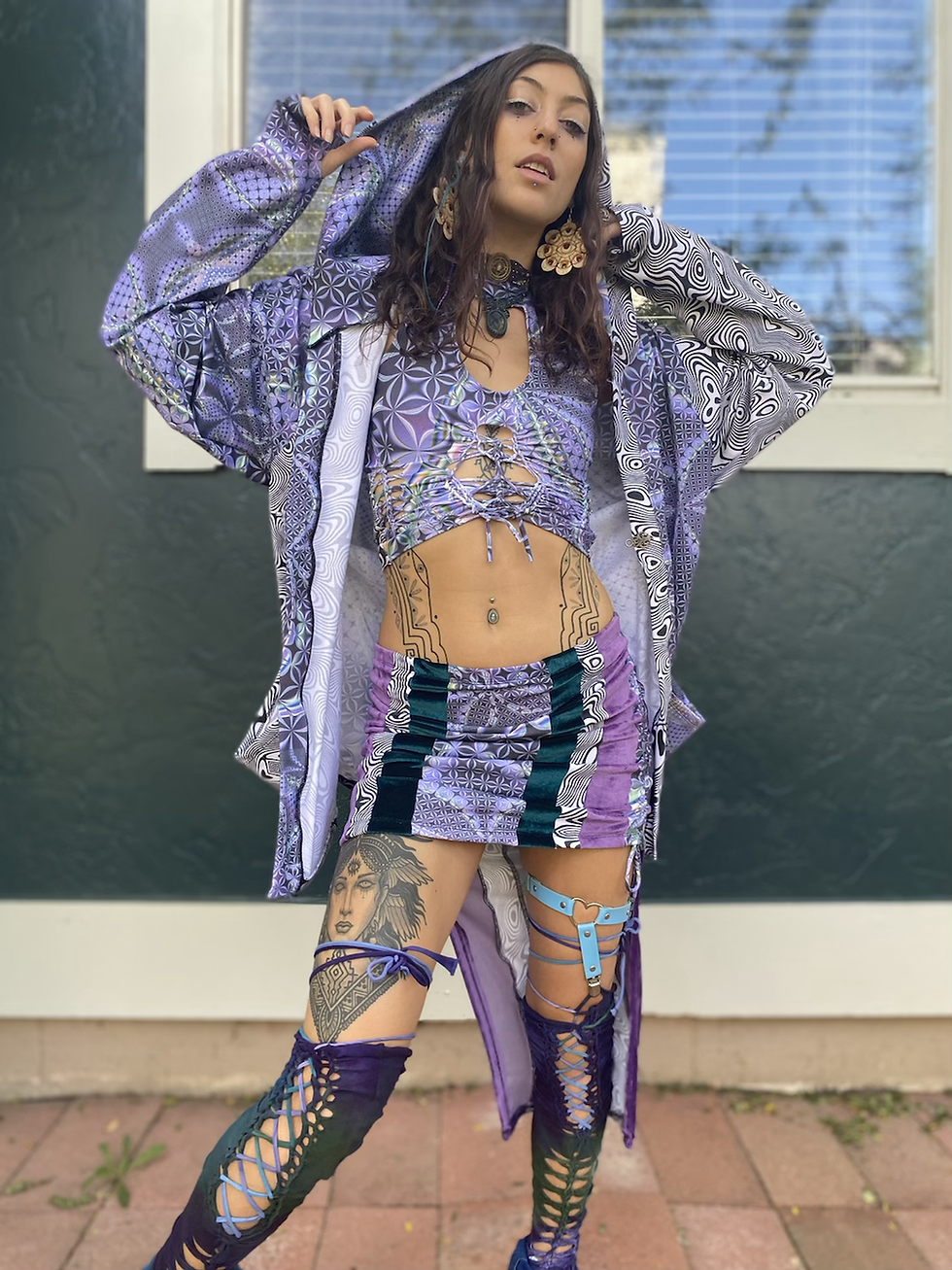 Thumbnail: Purp Princess Patchwork Cinch Skirt