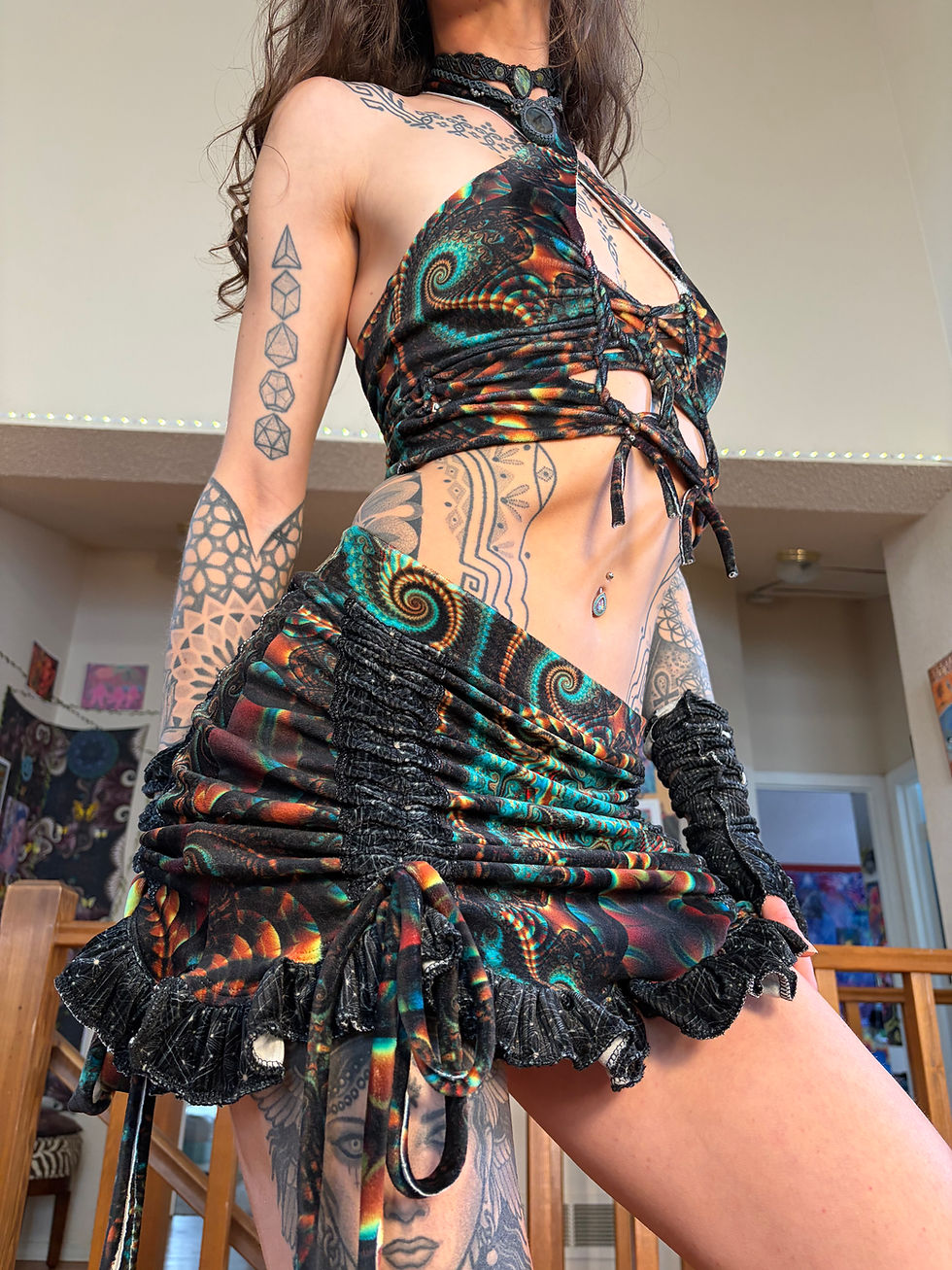 Thumbnail: Fractal Bog Velvet Ruffle Skirt