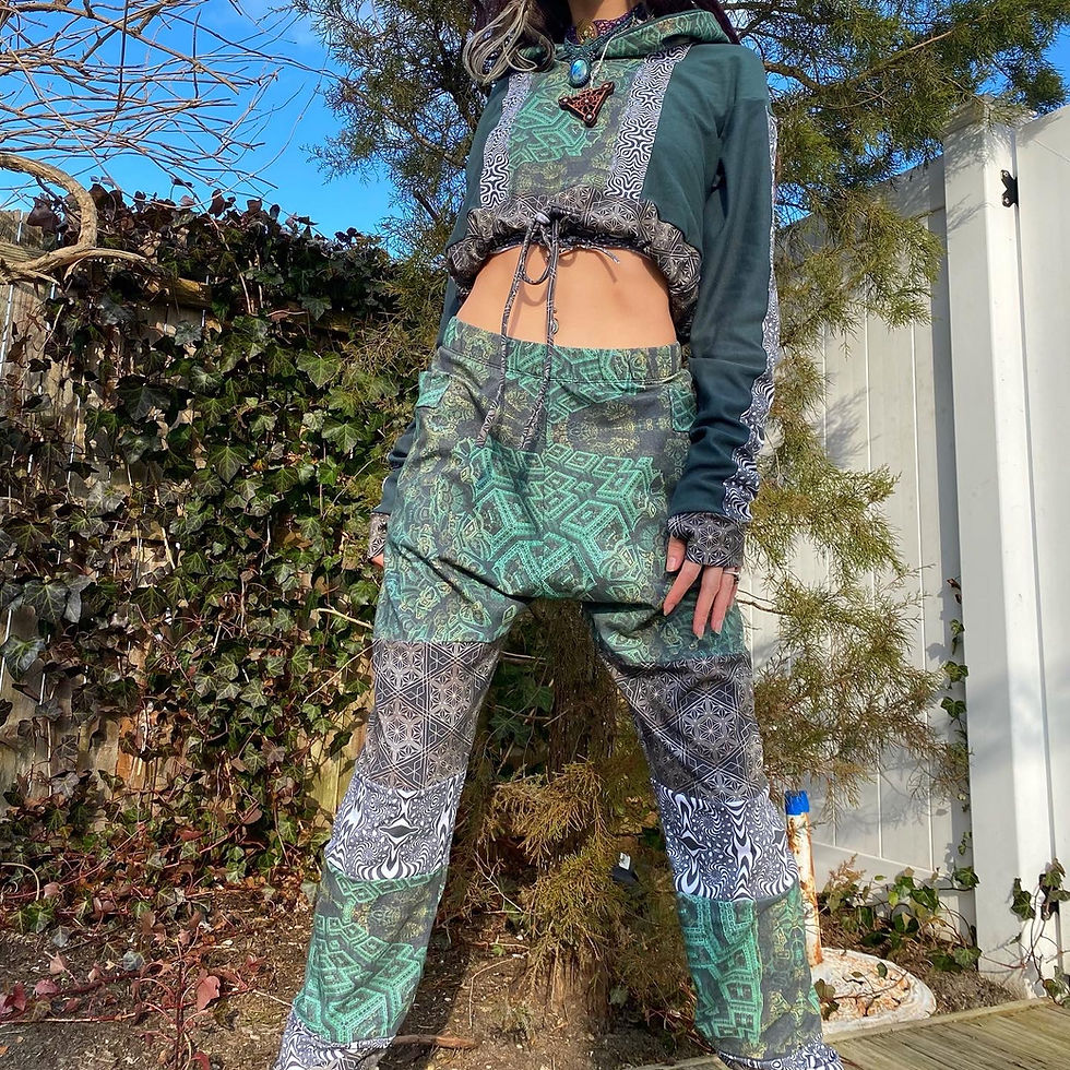 Thumbnail: Green Goddess Patchwork Joggers