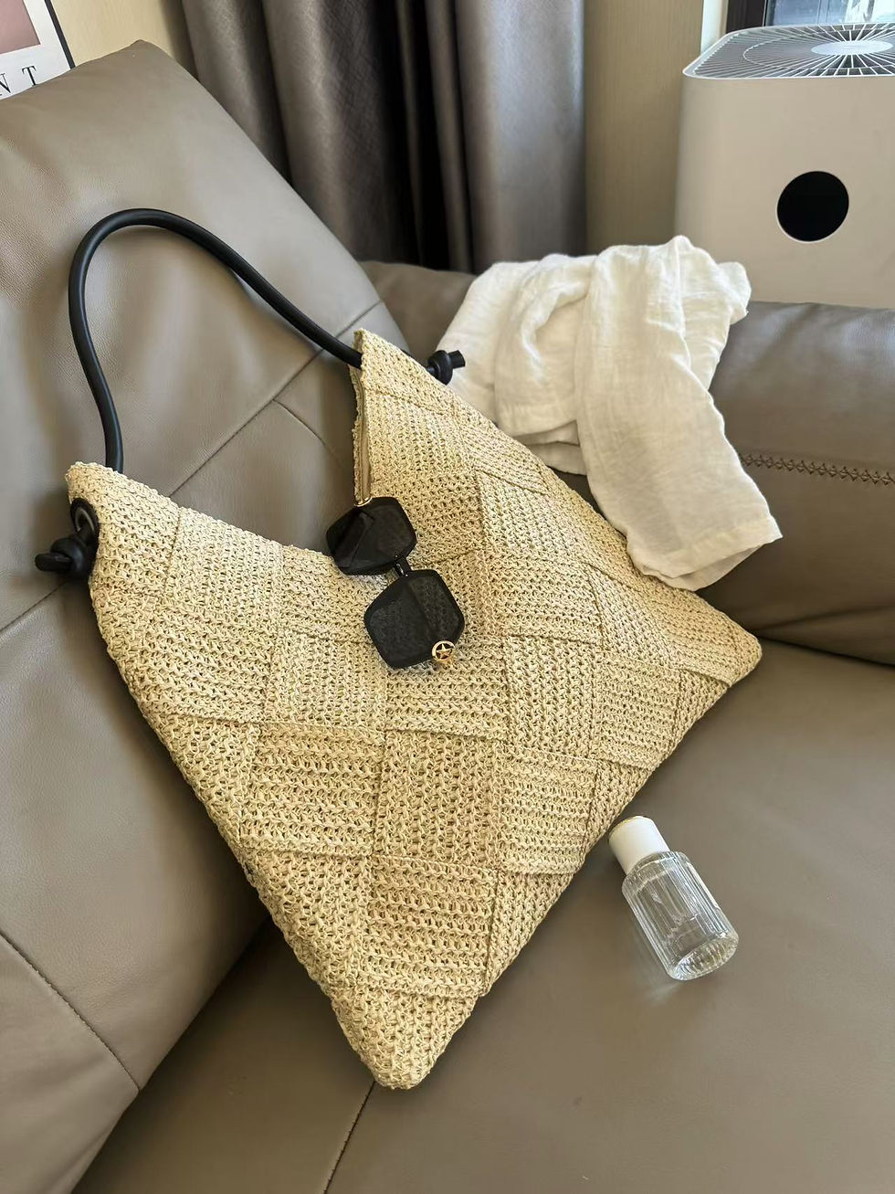 Thumbnail: Women's Shoulder Bags Casual Cotton thread Wicker Woven Ladies Handmade Totes La