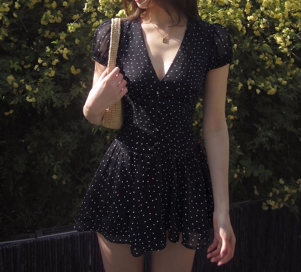 Thumbnail: Black Short Dress for Women in Summer, Slimming, Temperament, Age-reducing, Wais
