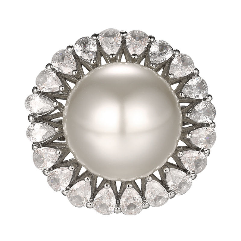 Thumbnail: Elegant White Pearl Jewelry Adjustable Ring Necklace Earrings Bracelet Round Gem