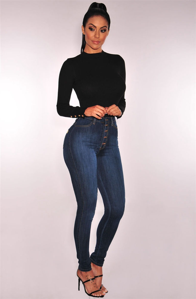 Thumbnail: Jeans For Women High Waist Push Up Jeans High Elastic Stretch Ladies Mom Jeans F