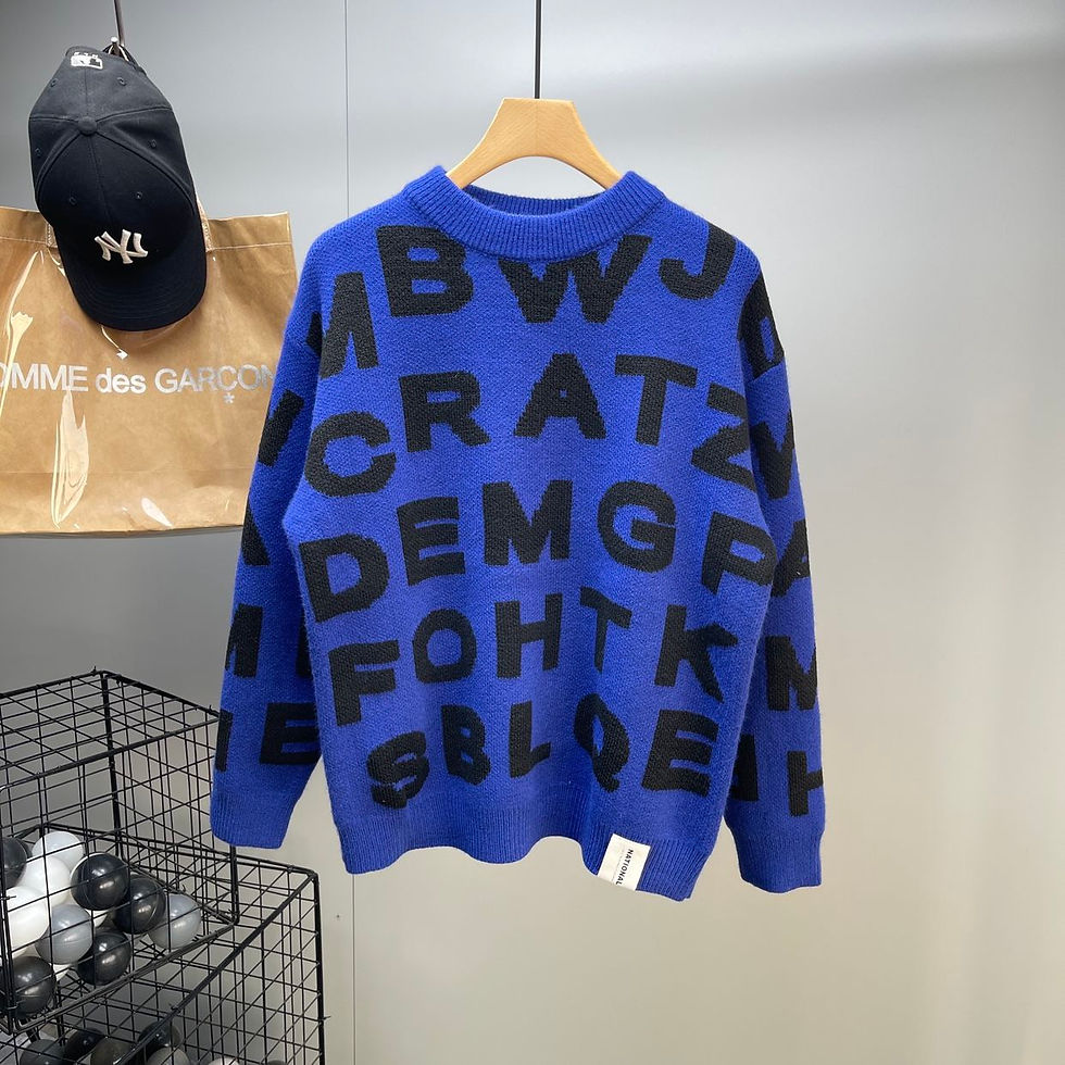 Thumbnail: Sweater Men's Clothing Winter Full-print Letter Jacquard Loose Thickened Design 