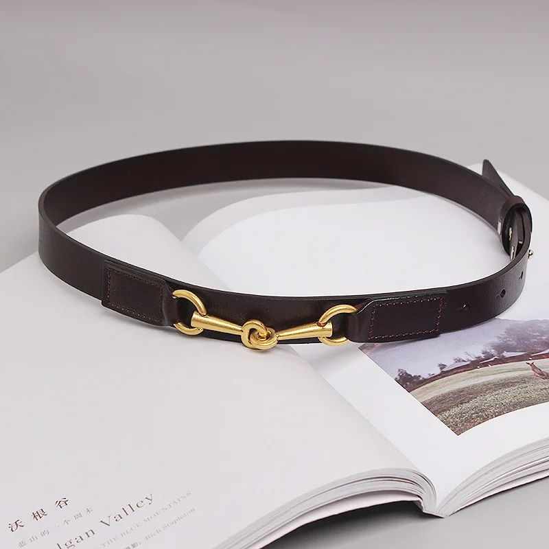 Thumbnail: Women's Belt New Simple Belts For Women Saddle Buckle Decoration Cowhide Belt Fe